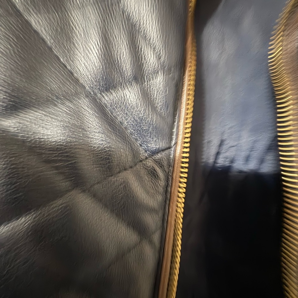 Fate Navy and Brown leather Quilted Vest - Picture 11 of 12